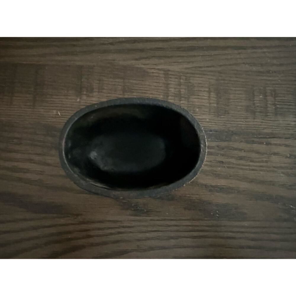 Small Solid Cast Iron Black Cauldron Ritual Bowl – 4” Oval - Picture 2 of 8